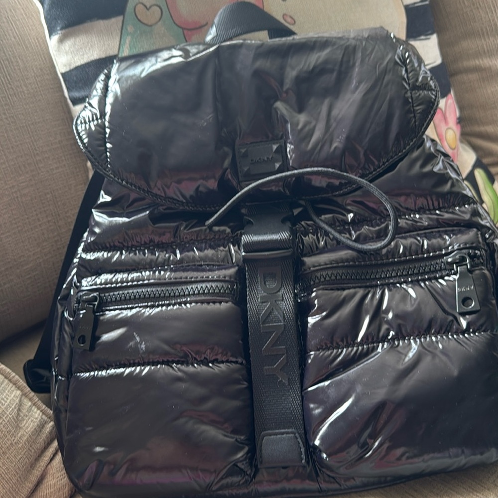 DKNY Black Puffer Signature Backpack